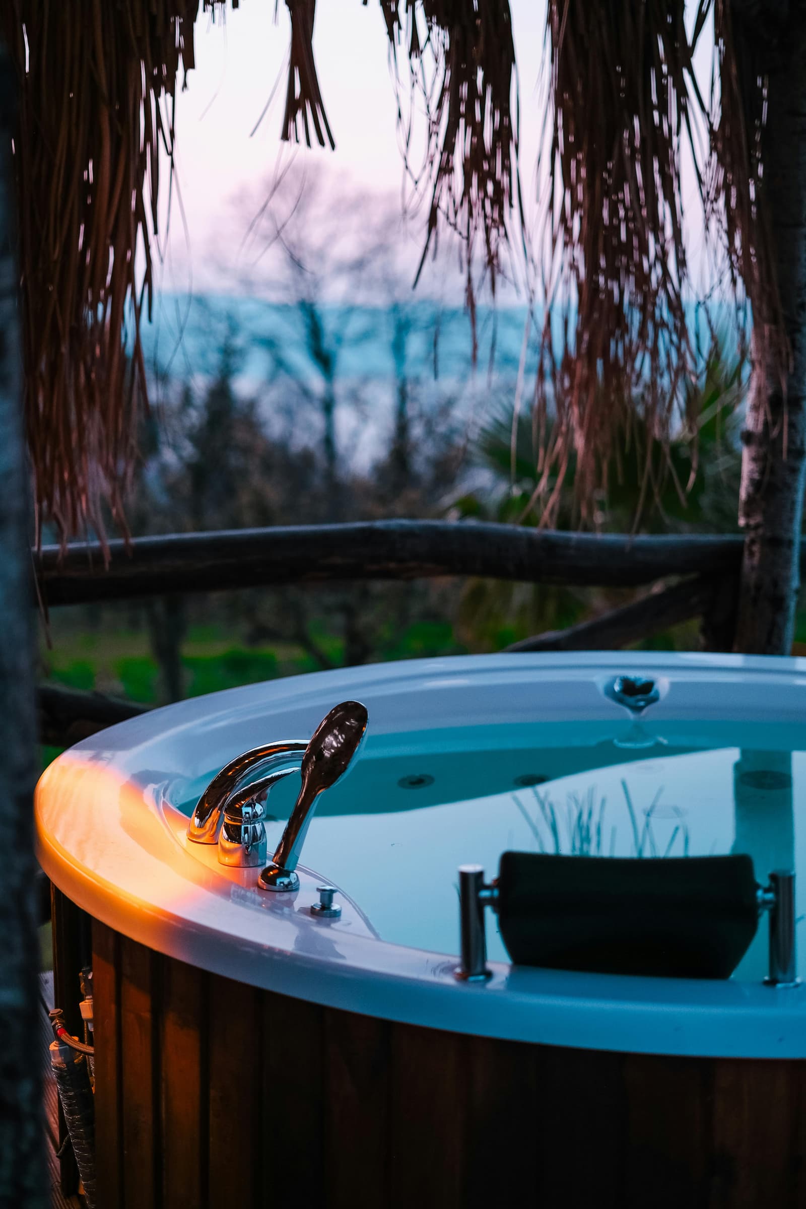 Outdoor hot tub installation